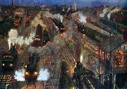 Hans Baluschek Grobstadtbahnhof oil on canvas